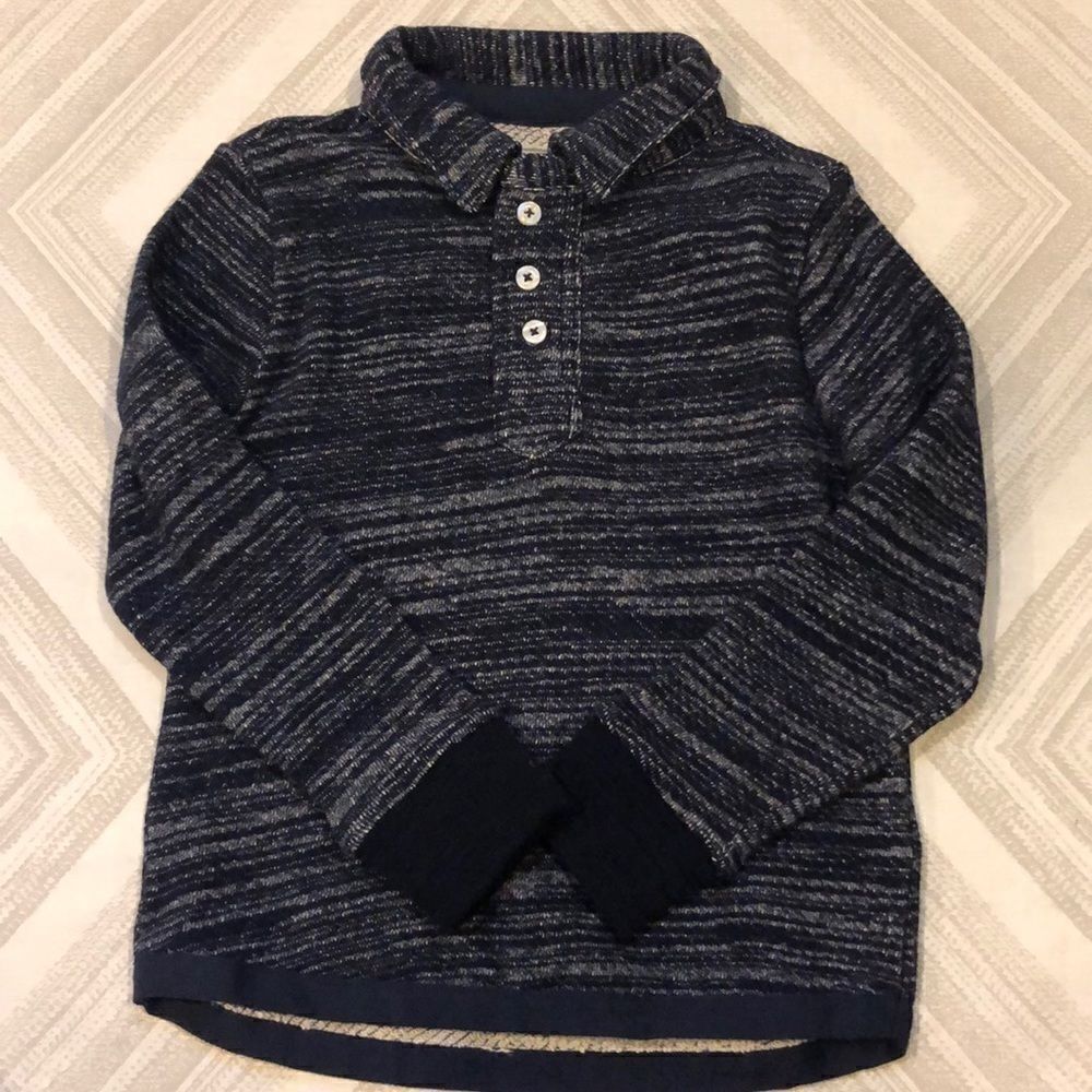 Crewcuts Boys Navy Blue & Grey Collared Sweatshirt